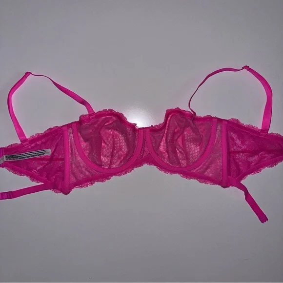 Intimately Free People Neon Pink Lace Underwire Bra Size 34D Like New! - Picture 7 of 9